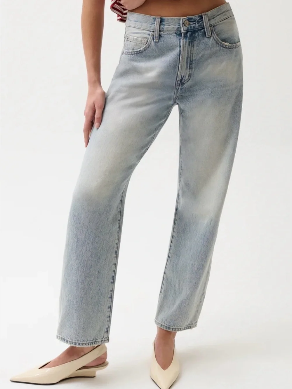 Pistola Lexi Mid Rise Bowed Straight Jeans in Bowie Light Wash Size 25 - Picture 9 of 12